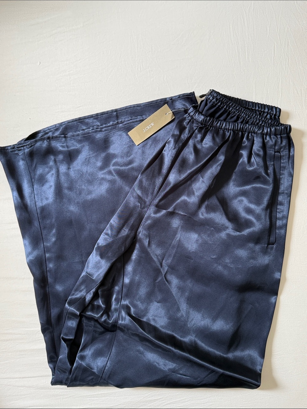 J. Crew Navy Wide-Leg Satin Pants - Picture 5 of 6